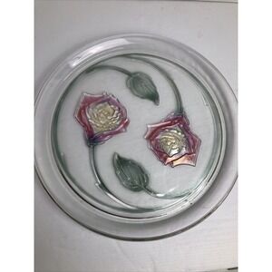 Platter Rose Rainbow‎ Mist 13 Inch Diameter by Indiana Glass Serving Plate w/Box